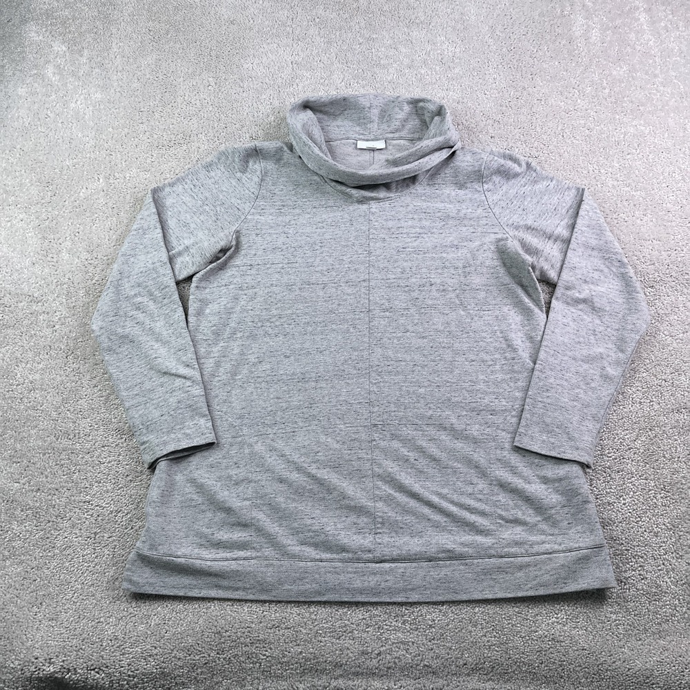 J Jill Sweater Womens Medium Grey Cowl Neck Pullover Pockets Cotton Blend